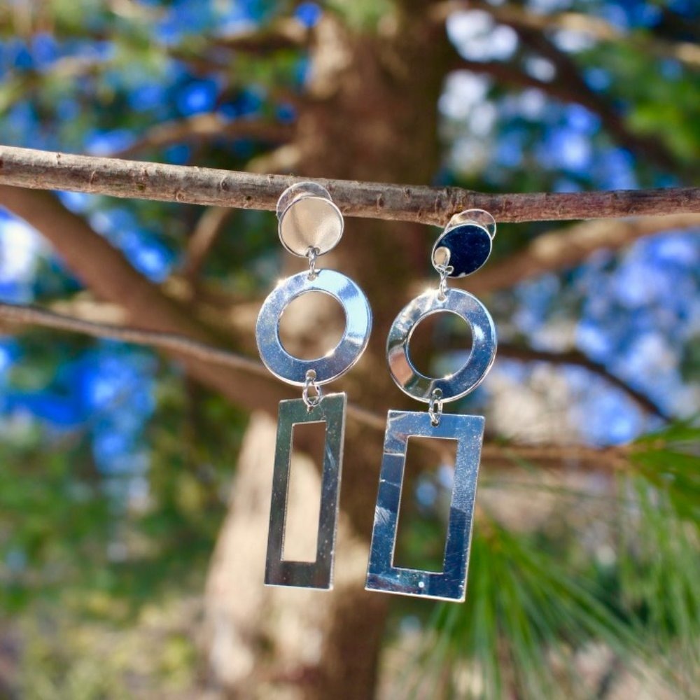 S925 Silver Geometric Long Drop Dangle earrings